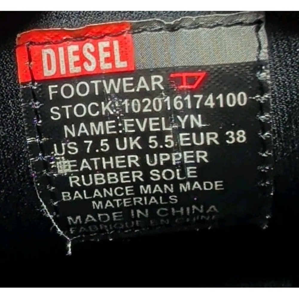 Vintage Diesel Evelyn Shoes Leather Sneakers Women's Size 7.5 Black Y2K Suede - Picture 9 of 14